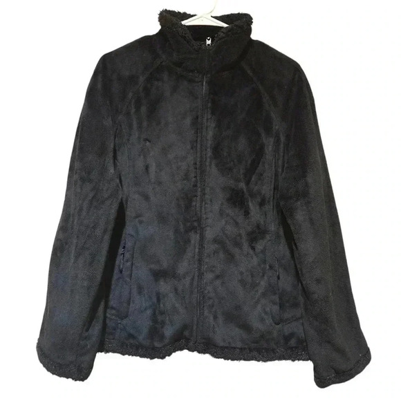 Green Tea Jacket Womans XL Black Faux Fur Plush Zipper Front Long Sleeve #088 - Picture 1 of 8